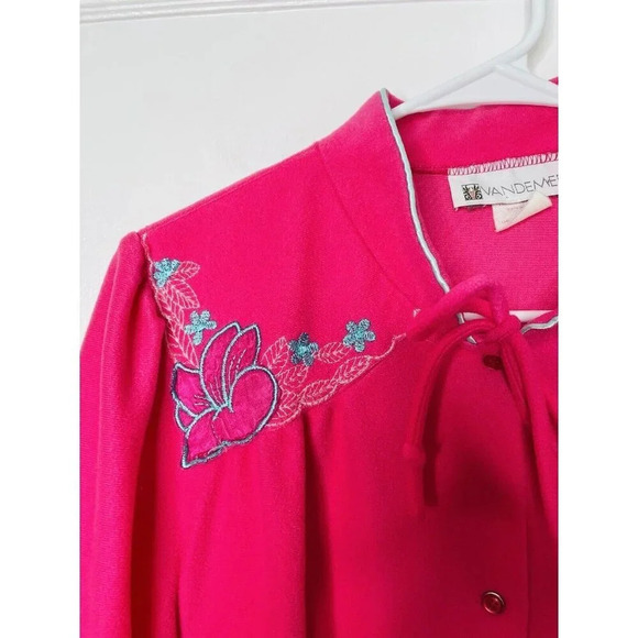 Vtg Vandemere Nightgown M House Dress Floral Embroidered Soft Long Sleeve Retro - Picture 3 of 9